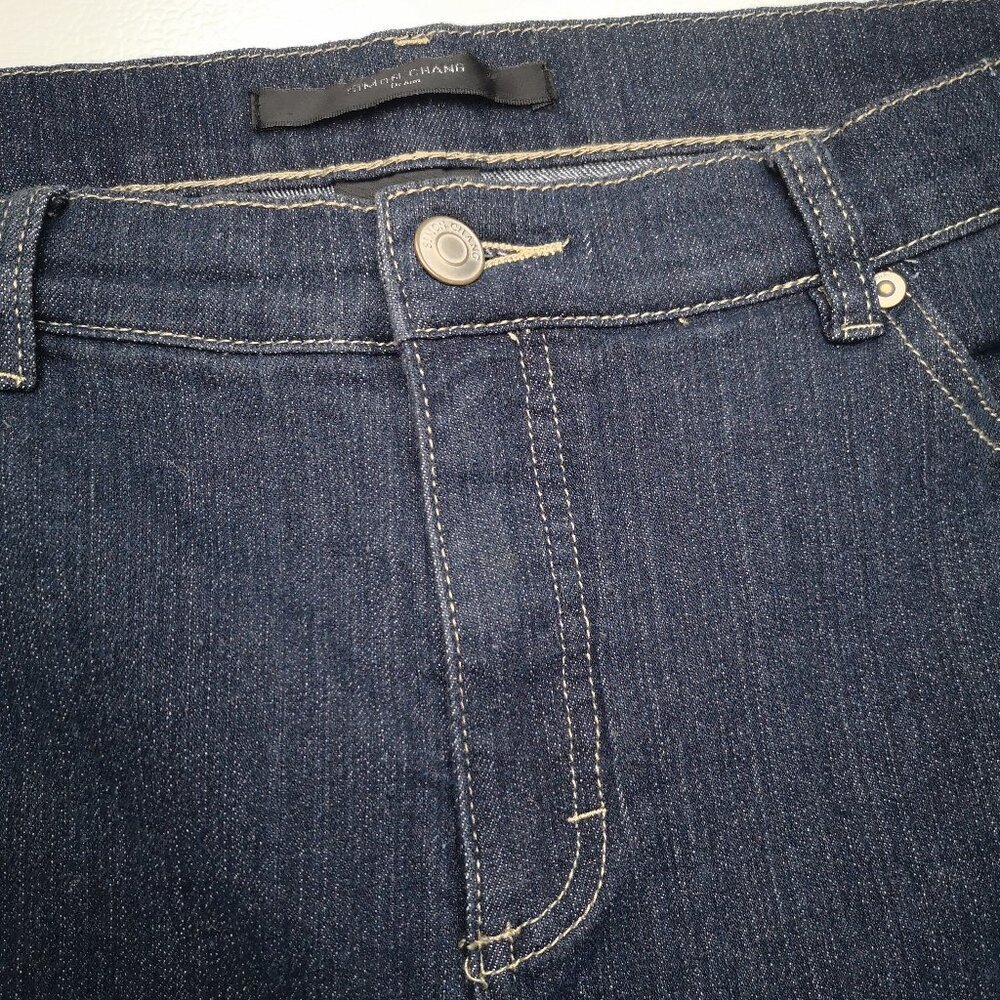Simon Chang Denim Ladies Size 16 Dark Wash Straight Leg Blue Jeans - Picture 8 of 13
